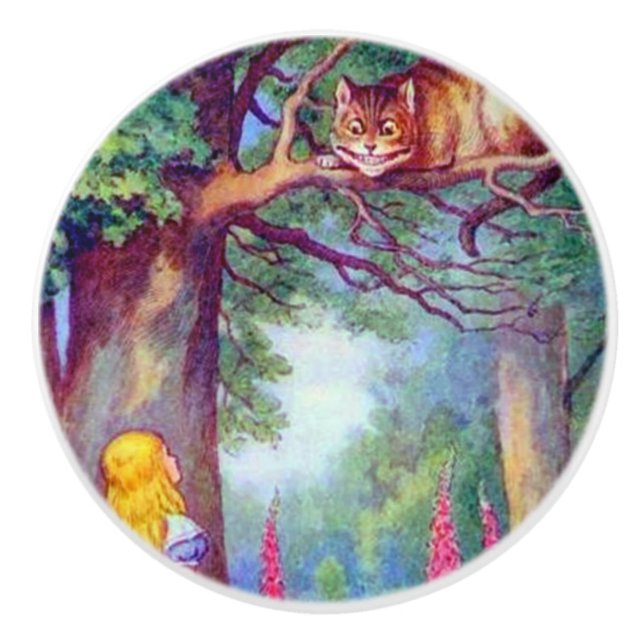 Alice und die Cheshire-Katze Keramikknauf (Vorderseite)