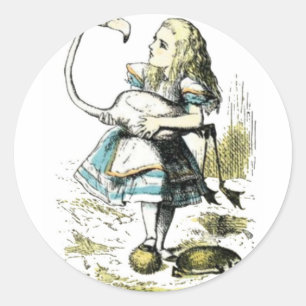 Alice und die Flamingo-Lichtpastells Runder Aufkleber