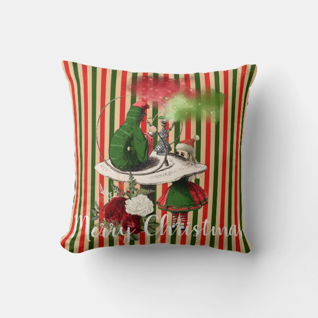 Alice und die Hookah-Raucher-Raupe Weihnachten Kissen (Vorderseite)