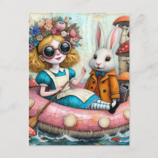Alice und die Kunst des Weißen Kaninchens Postkarte (Vorderseite)