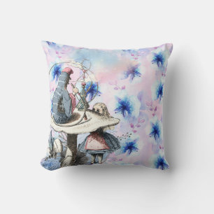 Alice und die Raupe Blue Floral Kissen