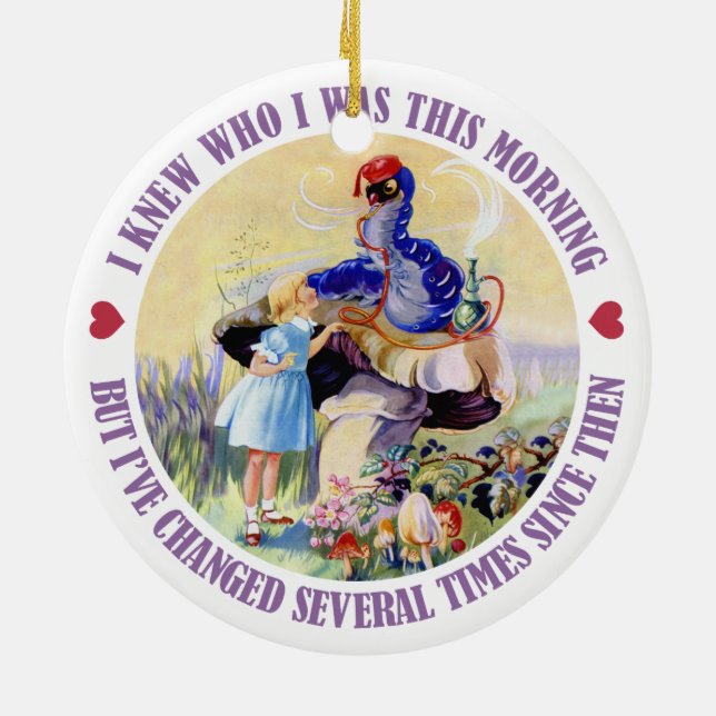 Alice und die Raupe im Märchenland Keramik Ornament (Hinten)