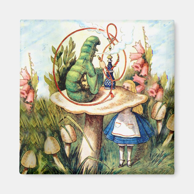 Alice und die Raupe im Wunderland Magnet (Vorne)