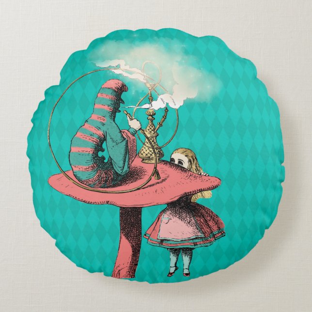 Alice und die Raupe Rundes Kissen (Vorderseite)