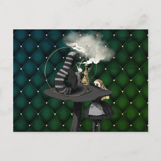 Alice und die Raupe Wonderland Postkarte (Vorderseite)