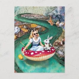 Alice und die Retro-Collage des Weißen Kanals Postkarte