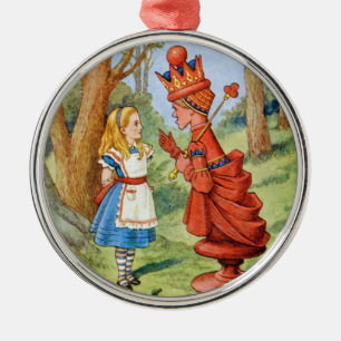 Alice und die rote Königin in Wonderland Silbernes Ornament