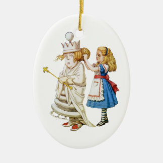 Alice und die weiße Königin im Märchenland Keramikornament