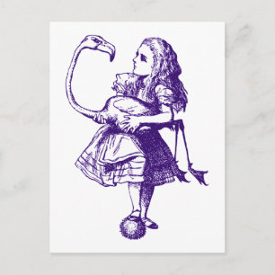 Alice und Flamingo Lila Postkarte