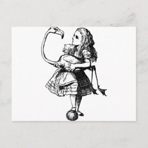Alice und Flamingo-Schwarz Postkarte