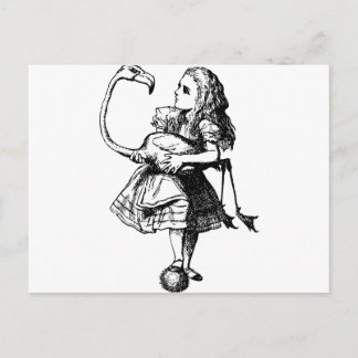 Alice und Flamingo-Schwarz Postkarte