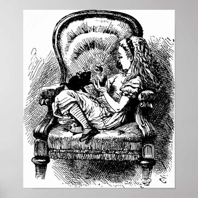 Alice und Kitten Illustration Poster (Vorne)