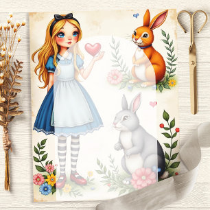 Alice und Rabbits Floral Hearts Scrapbook Papier
