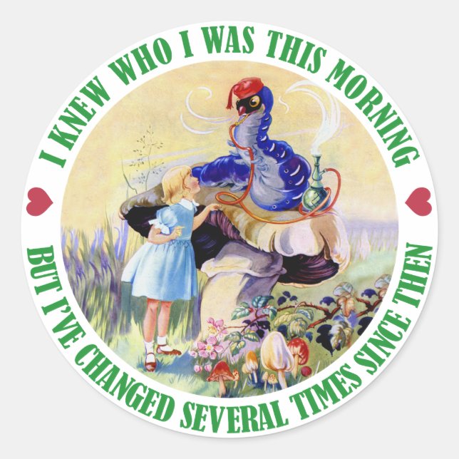 ALICE UND RAUPE RUNDER AUFKLEBER (Vorderseite)