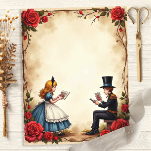Alice und verrückter Hatter lesen Scrapbook-Papier