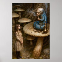 Alice und Wasserpfeife rauchende Raupe