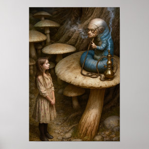 Alice und Wasserpfeife rauchender Caterpillar Poster