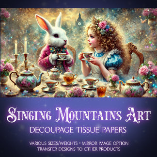 Alice und White Rabbit Fantasy Teatime Decoupage Seidenpapier