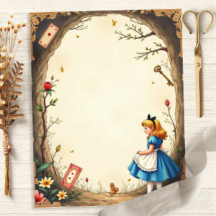Alice und White Rabbit Floral Scrapbook Papier