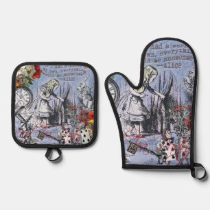 Alice Unsinn Vorhang Wunderland Klassiker Ofenhandschuh & Topflappen-Set