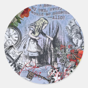 Alice Unsinn Vorhang Wunderland Klassiker Runder Aufkleber