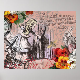 Alice Unsinn Wunderland Vorhang Poster