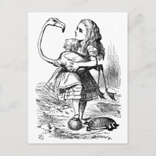 Alice versucht Krocket mit einem Flamingo zu spiel Postkarte