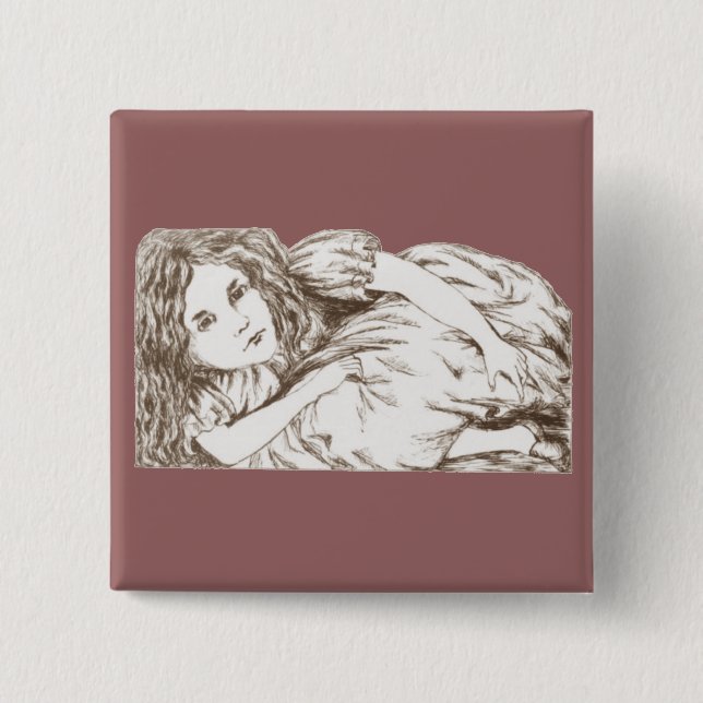 Alice wächst durch Lewis Carrollsepia-Tönung Button (Vorderseite)