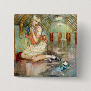 Alice wächst zu groß für das Haus im Wunderland Button