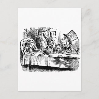 Alice, Weiße Kaninchen, Tee-Party Postkarte
