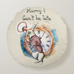 Alice - Weißes Kaninchen 1865 Rundes Kissen