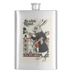 Alice Weißes Kaninchen Klassisches Wunderland Flachmann