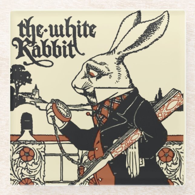 Alice White Rabbit Classic Wonderland Glasuntersetzer (Vorderseite)