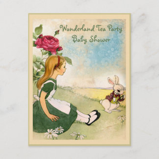 Alice & White Rabbit Wonderland Babydusche Einladung