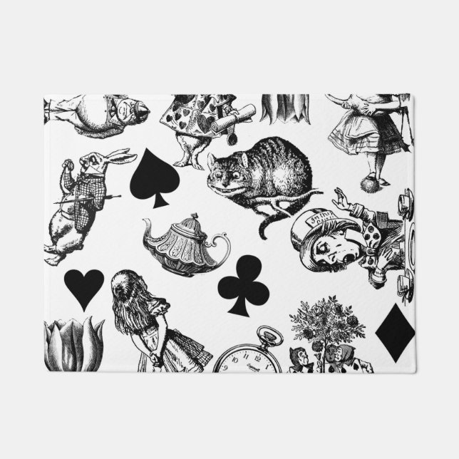 Alice White Rabbit Wonderland Cheshire Cat Fußmatte (Vorderseite)