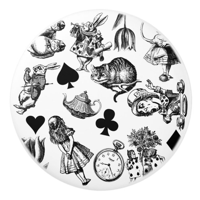 Alice White Rabbit Wonderland Classic Keramikknauf (Vorderseite)