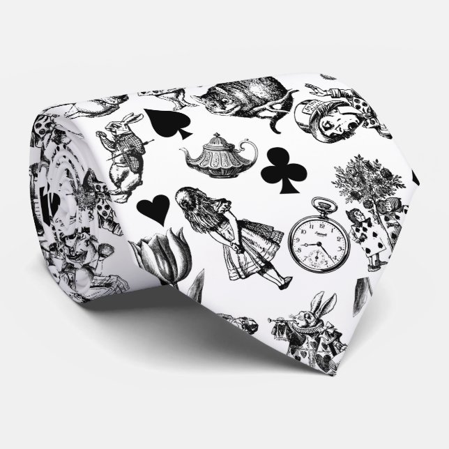 Alice White Rabbit Wonderland Classic Krawatte (Gerollt)