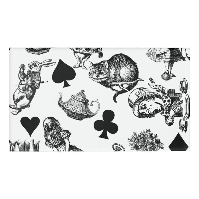 Alice White Rabbit Wonderland Classic Namenschild (Vorderseite)