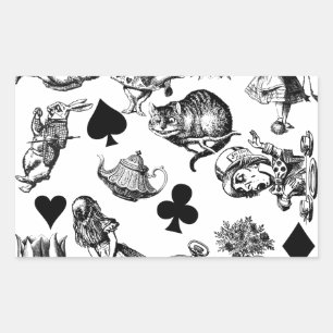 Alice White Rabbit Wonderland Classic Rechteckiger Aufkleber