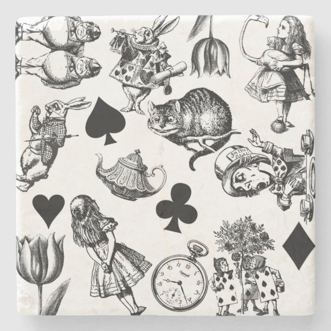 Alice White Rabbit Wonderland Classic Steinuntersetzer (Vorderseite)