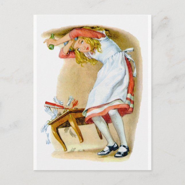 Alice wird zu groß! Oh nein! Postkarte (Vorderseite)