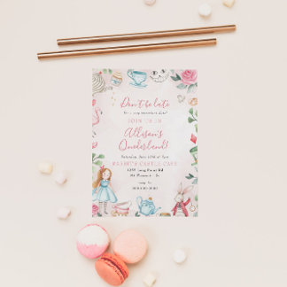 Alice Wonderland Par-Tea Girl Erste Geburtstagspar Einladung
