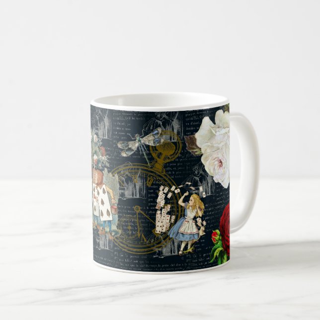 Alice Wonderland Rose Karten Literaturblaue Tasse (VorderseiteRechts)