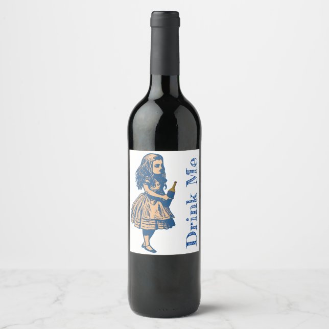 Alice Wonderland Silhouette Drink Me Label Wein Weinetikett (Vorderseite)