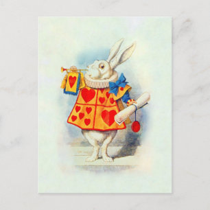 Alice Wunderland ~ Postkarte Kaninchen Rote Herzen