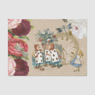 Alice Wunderland Rosen Karten Creme Seidenpapier