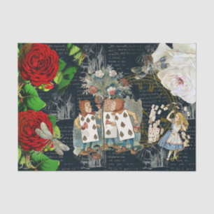 Alice Wunderland Rosen Karten Literarisches Seiden Seidenpapier