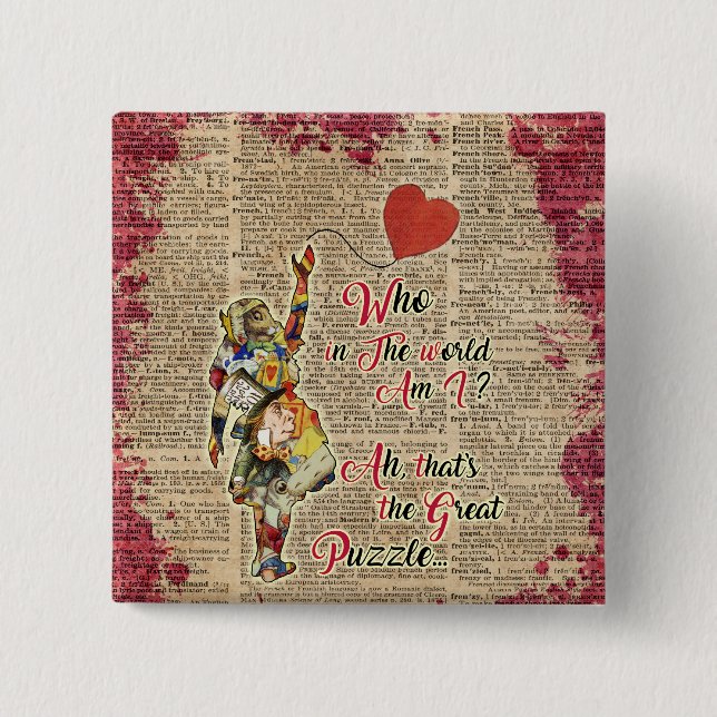 Alice, wütendes Hutmacher &Rabbit Vintages Button (Vorderseite)