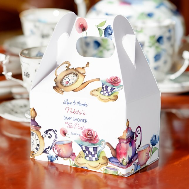 Alicen im Wunderland Babydusche Gastgeschenk Geschenkschachtel (Alice in wonderland baby shower tea party favors personalized favor box elegant vintage tea party)