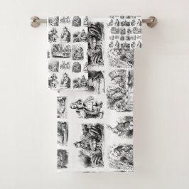 Alice's Adventures in Wonderland Pattern Badhandtuch Set
